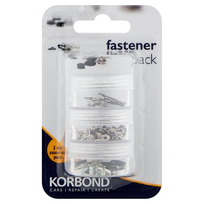 Korbond fastener assortment pack in 3-tier stackable container - British product