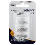 Korbond fastener assortment pack in 3-tier stackable container - British product