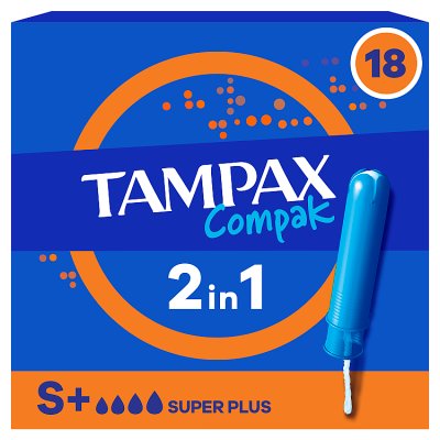 Tampax Compak Super Plus tampons with applicator 18s, UK version