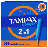 Tampax Compak Super Plus tampons with applicator 18s, UK version