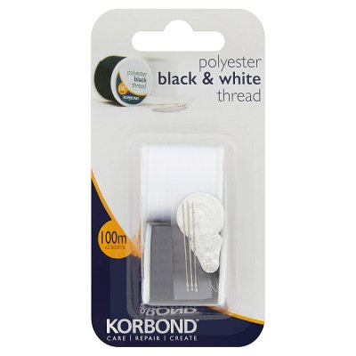 Korbond black and white thread twin pack - British product