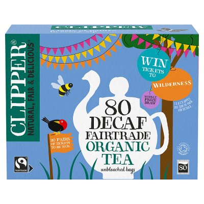 Clipper organic fairtrade decaf tea bags 80s - British product