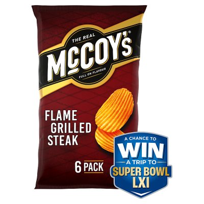 McCoy's ridge cut flame grilled steak crisps 6x25g, UK version