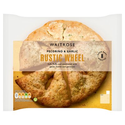 Waitrose flatbread Pecorino & Garlic 310g, imported from the UK