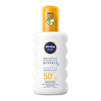 NIVEA sensitive sun cream spray SPF50+ 200ml, imported from the UK