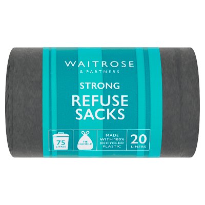Waitrose refuse sacks tie handle 20s, imported from the UK