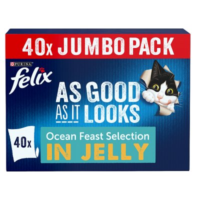 FELIX wet cat food Ocean Feasts 40x85g, imported from the UK