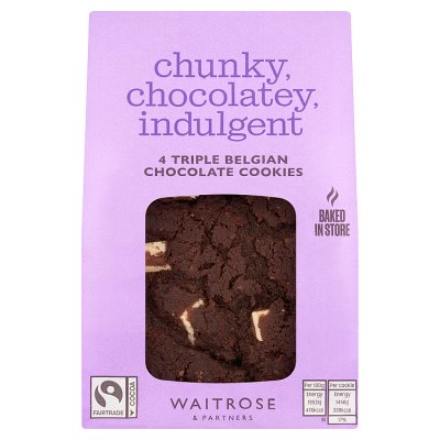 Waitrose triple Belgian chocolate cookies 4 pack, imported from the UK
