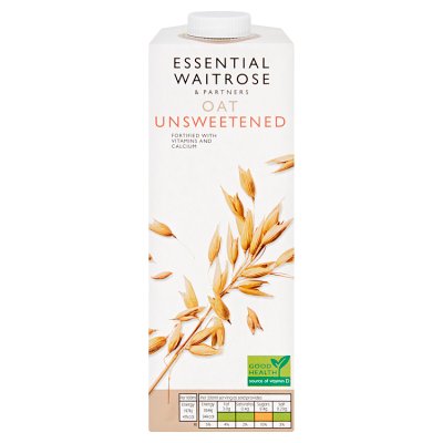 Waitrose unsweetened oat drink 1 litre (British brand)