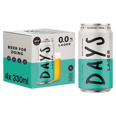 Days 0.0% alcohol free lager 4x330ml, UK version