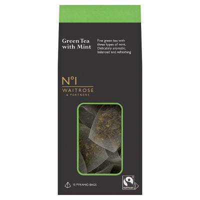Waitrose No.1 green tea with mint 15 tea bags 37.5g, UK version