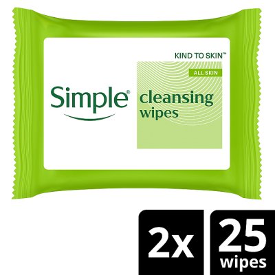 Simple biodegradable wipes twin pack 50 - British product