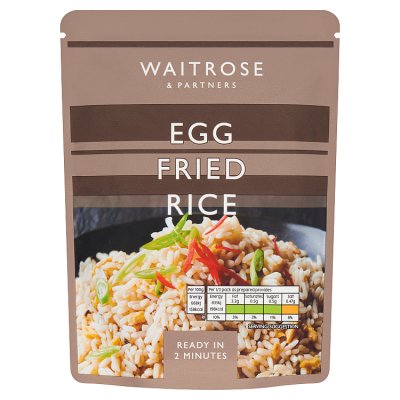 Waitrose egg fried rice 250g microwave pouch, UK version