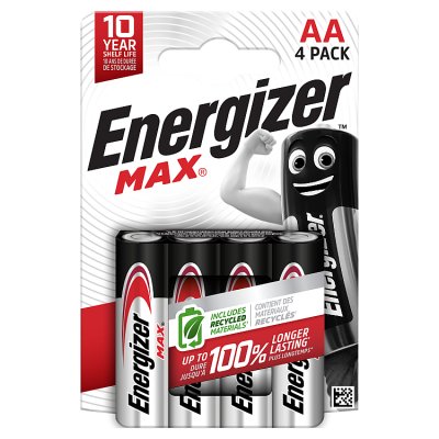 Energizer Max AA batteries 4-pack, imported from the UK