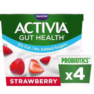 Activia strawberry yogurt no added sugar 4x115g, imported from the UK