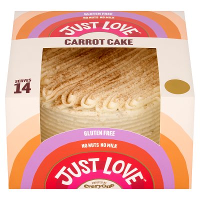 Just Love carrot cake with orange vanilla frosting, gluten free (British brand)