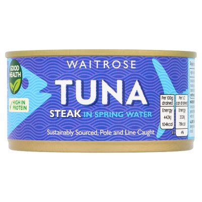 Waitrose MSC tuna steak in spring water 200g, imported from the UK