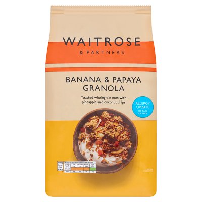 Waitrose banana and papaya granola 1kg, UK version