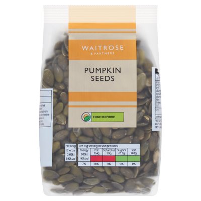 Waitrose pumpkin seeds 175g for snacking (British brand)