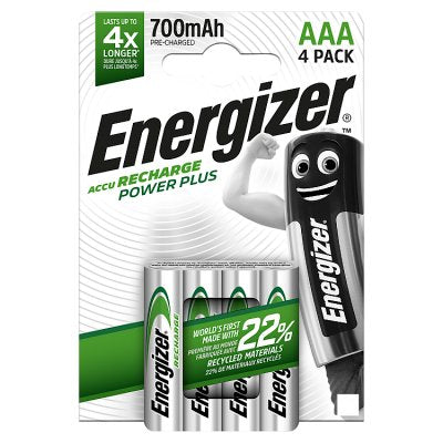 Energizer Power Plus rechargeable AAA batteries 4-pack, imported from the UK