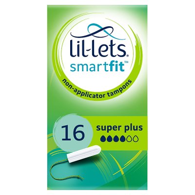 Lil-Lets non-applicator super plus tampons 16s, imported from the UK