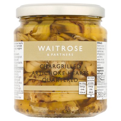 Waitrose chargrilled artichoke hearts quartered 280g - British product