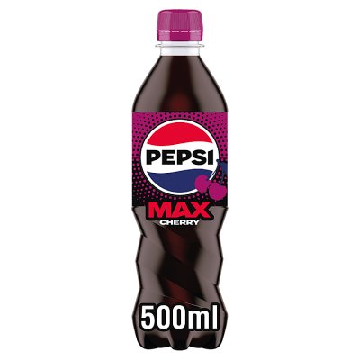 Pepsi Max Cherry no sugar cola bottle 500ml, imported from the UK