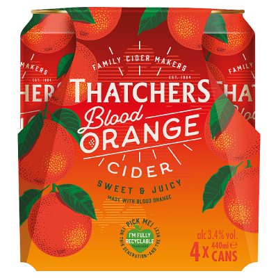 Thatchers Blood Orange cider 4x440ml, imported from the UK