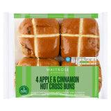 Waitrose apple and cinnamon hot cross buns 4 pack - British product