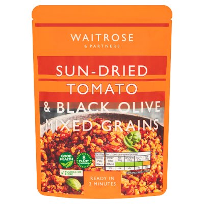 Waitrose sun-dried tomato and black olive grains 250g - British product