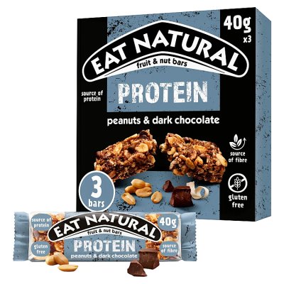 Eat Natural protein bars peanut and chocolate 3x40g multipack - British product