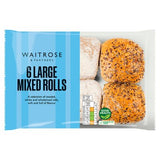 Waitrose 6 large mixed rolls, seeded white and wholemeal, UK version
