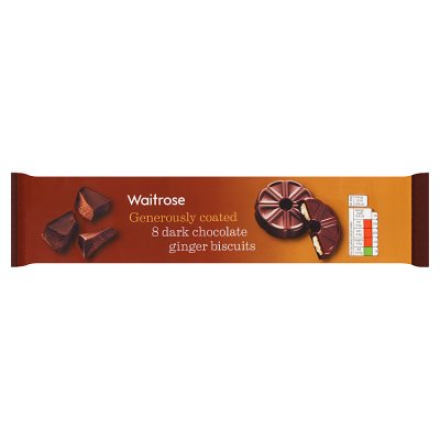 Waitrose dark chocolate ginger biscuits 180g, imported from the UK