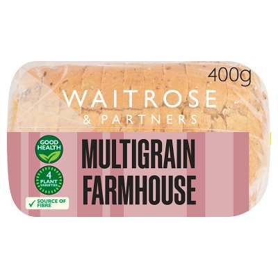 Waitrose multigrain farmhouse sliced bread 400g, UK version
