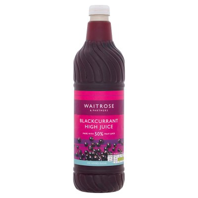 Waitrose no added sugar blackcurrant squash 1 litre, imported from the UK
