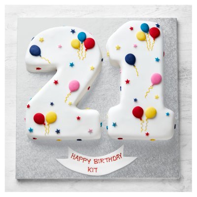 21st Birthday Balloon and Stars Cake, imported from the UK