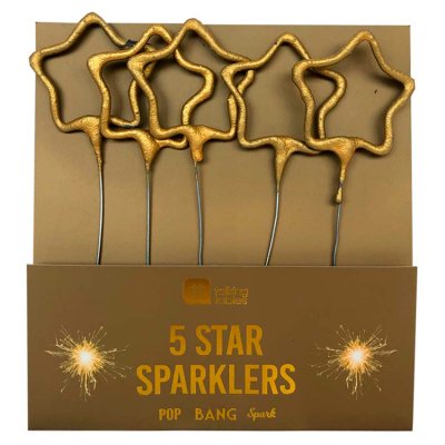 Talking Tables Gold Star sparklers 5 pack, imported from the UK