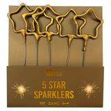 Talking Tables Gold Star sparklers 5 pack, imported from the UK