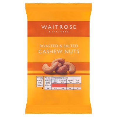 Waitrose roasted salted cashews 100g (British brand)