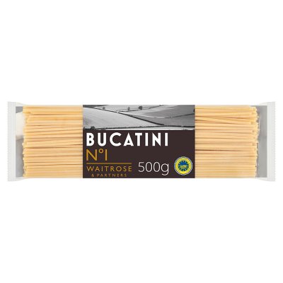 Waitrose No.1 bucatini pasta 500g, imported from the UK