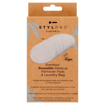 Styl Pro reusable bamboo makeup pads with laundry bag (British brand)