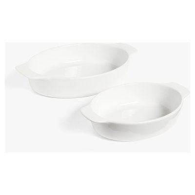 John Lewis porcelain oval roasters set of 2 white - British product