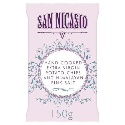 San Nicasio potato crisps Himalayan pink salt 150g, UK version