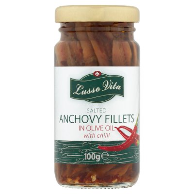 Lusso Vita anchovy fillets with chilli 100g - British product