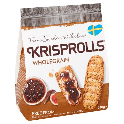 Krisprolls wholegrain crispbread 240g, imported from the UK