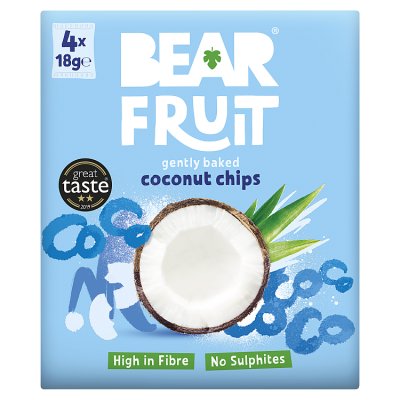 Bear gently baked coconut chips 4x18g, UK version