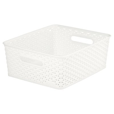 My Style plastic rattan basket vintage white, UK version