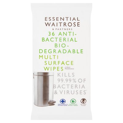 Waitrose Essential surface wipes 36 pack, imported from the UK