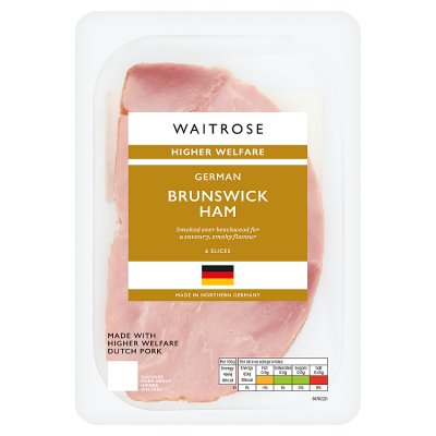 Waitrose German Brunswick beechwood smoked ham 110g, UK version