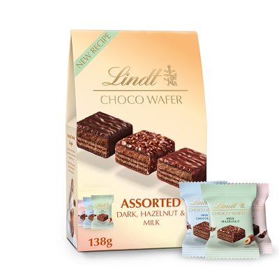 waitrose Lindt Choco Wafer Assorted Chocolate Wafers Sharing Box 138g- Buy online at McGrocer